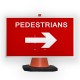 Pedestrians Right Cone Sign